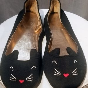 Simply Petals Girls MEOW Fabric Slip On Flats size 3 NWOT